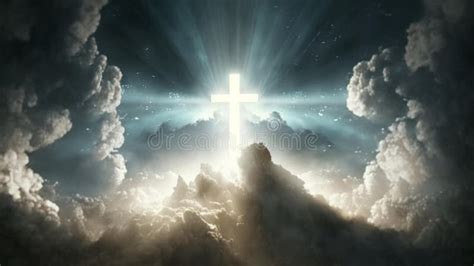 Resurrection Glowing Cross Among The Clouds Risen Jesus Cross Jesus