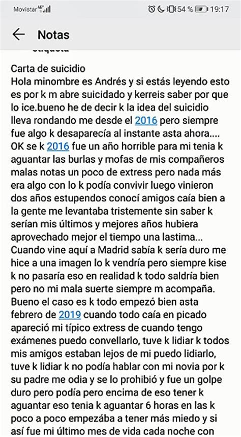 La Carta De Suicidio De Andrés El Menor Que Sufría Acoso Tenía Que
