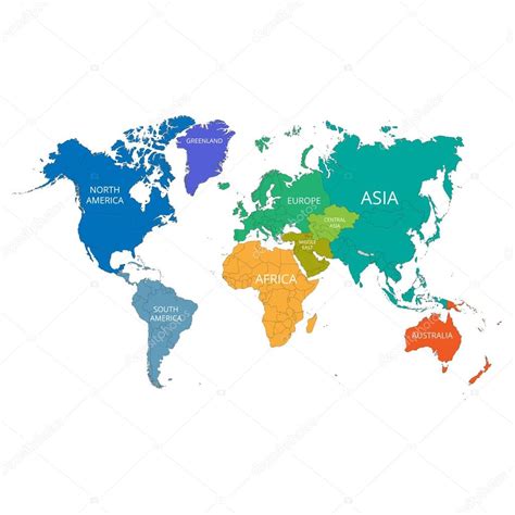 Mapa Do Mundo Com Os Nomes Dos Continentes Ilustracao Vetorial Images