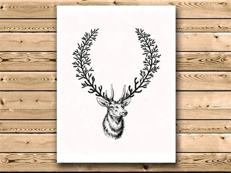 Are there any paintings of deer on canvas? Deer portrait art stag head print antlers art by ...
