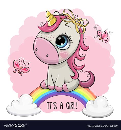 Cartoon Unicorn Is On Rainbow Royalty Free Vector Image