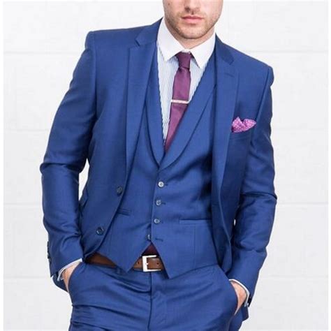 New Royal Blue Pieces Mens Suits Buttons Wedding Suits For Men
