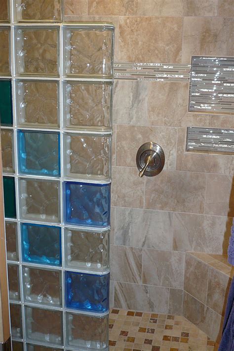 Colored glass block wall provides a stylish and durable ...