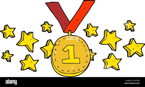 Freehand Drawn Cartoon First Place Medal Stock Vector Image And Art Alamy