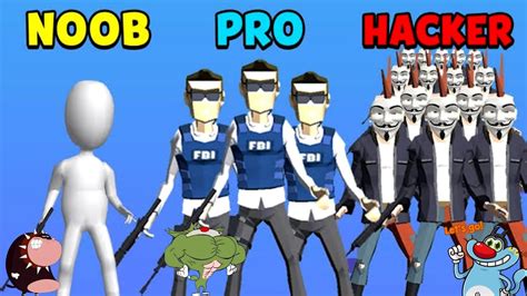 Noob Vs Pro Vs Hacker Gun Gang 3d Android Ios Oggy And Jack Voice Youtube