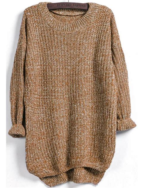 shein dip hem marled knit sweater marled knit sweater knitting women sweater fashion clothes