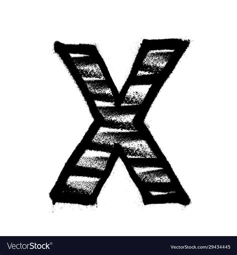 Letter X Graffiti Alphabet With Spray Lines Vector Image