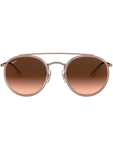 Ray Ban Round Double Bridge Rb3647n Pink Bronze In Black Lyst