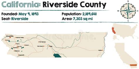 Riverside County California Outline Map Set Stock Vector