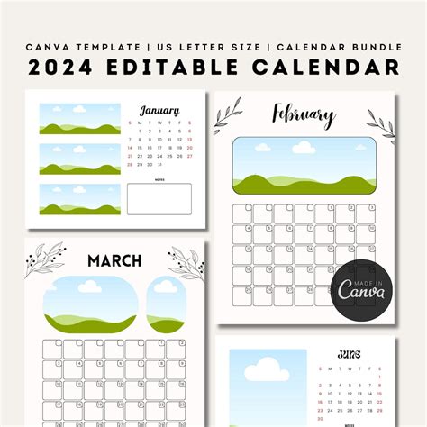 2024 Editable Photo Calendar Canva Template Customizable Calendars