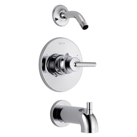 Best bathroom faucets should also ensure the best bathroom experience for us. Delta Trinsic 1-Handle Tub and Shower Faucet Trim Kit in Chrome with Less Shower Head (Valve and ...