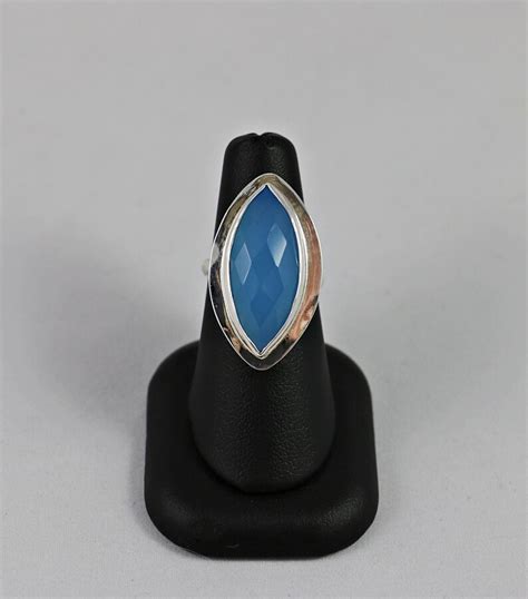 Blue Chalcedony Sterling Silver Adjustable Size Ring Etsy
