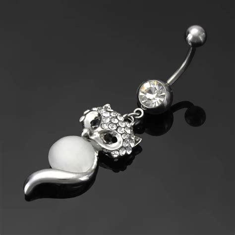 1pc Stainless Steel Fox Navel Rings Belly Bars Belly Button Rings Barbell Navel Body Piercing