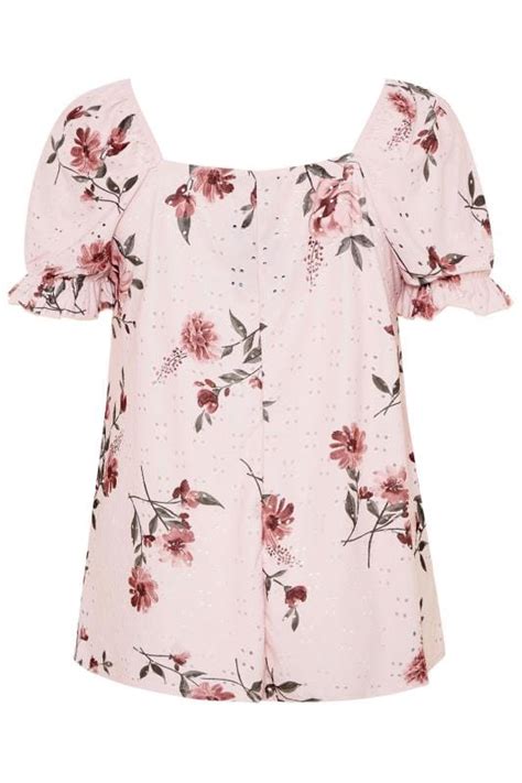 Limited Collection Pink Floral Broderie Anglaise Milkmaid Top Yours