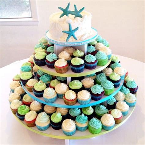 Beach Themed Cupcake Tower By Sweet For Sirten Baby Shower Reception