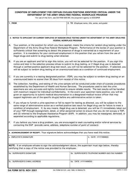 Da Form 5019 Fillable Printable Forms Free Online