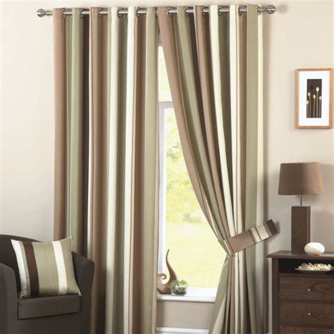 Whitworth Stripe Fully Lined Eyelet Curtains Green Tonys Textiles