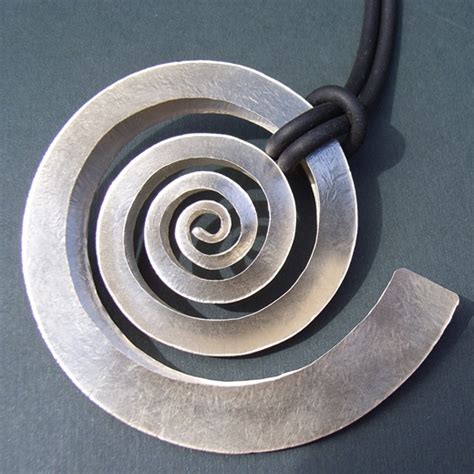 Large Silver Swirl Pendant Contemporary Necklaces Pendants By