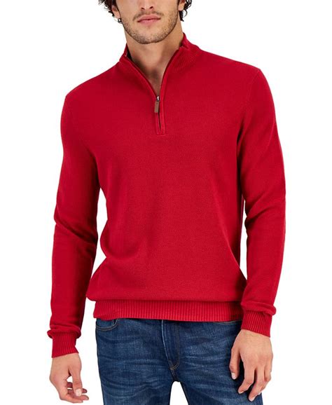 club room men s quarter zip textured cotton sweater created for macy s and reviews sweaters