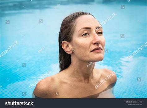 Beautiful Woman Swimming Naked Swimming Pool Shutterstock