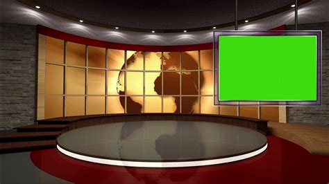 News Tv Studio Set 18 Virtual Green Screen Stock Footage SBV