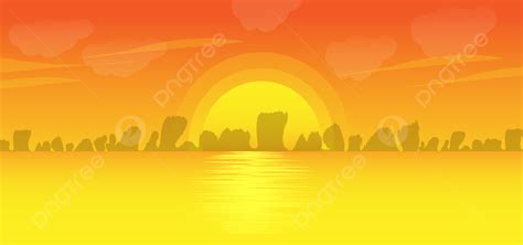 Sunset Background Vector Sunset Water Tree Background Image For Free