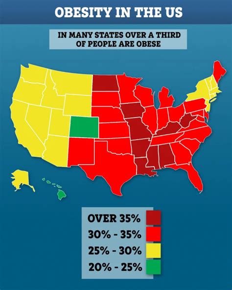 Obesity Map Of The United States Reveals The States Where Up To 40 Per Cent Of Americans Are