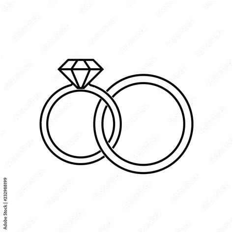 Wedding Rings Linear Icon Thin Line Illustration Interlocked Wedding