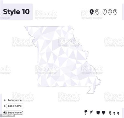 Missouri Usa White And Gray Low Poly Map Polygonal Map Outline Map
