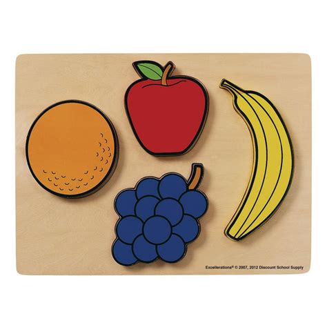 Excellerations Fruit Chunky Puzzle With Chunky Wooden Pieces 4 Piece