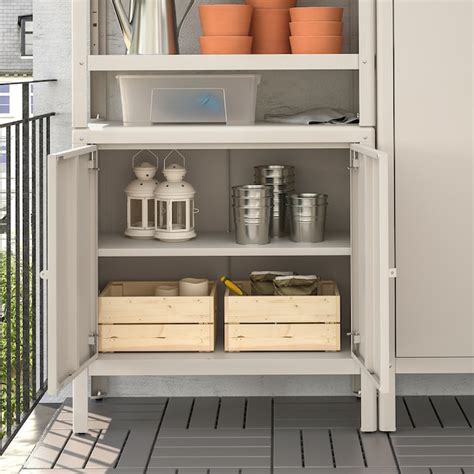 KOLBJÖRN Shelving unit with 2 cabinets, beige, 171x37x161 cm - IKEA