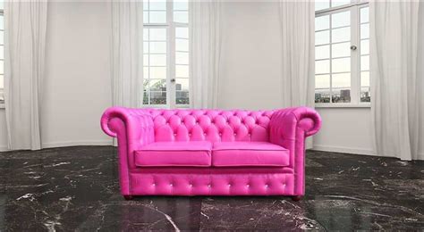 Fuchsia Pink Leather Chesterfield Sofa Designersofas4u