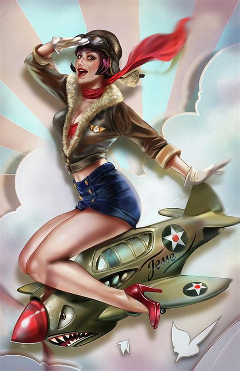 Retro Pin Up Girl Astride World War Two Photograph By Ikon Images Pixels