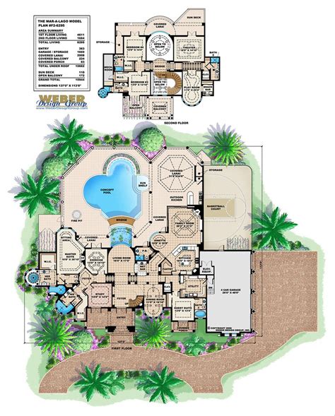 Mediterranean House Plan 2 Story Waterfront Mansion Floor Plan Wpool