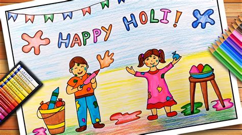 Easy Drawing Of Holi Festival Holi Festival Drawing Easy Holi