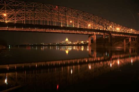 Missouri River Bridge Night A Photo On Flickriver