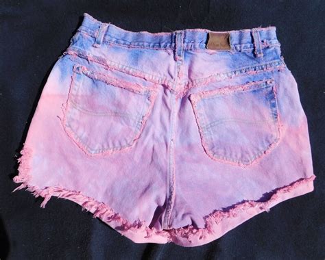 Pink Purple Denim Shorts Lee Denim Shorts Women High Waisted Etsy