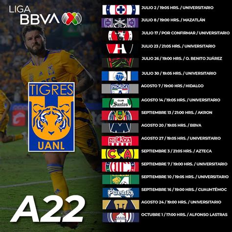 Calendario Tigres Apertura 2022 Fútbol En Vivo México Guía Tv Liga Mx