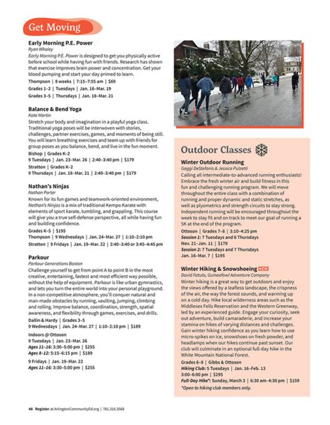 Arlington Community Education Winter 2024 Catalog Page 50 51