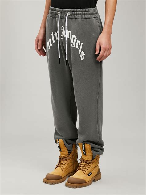 Dark Grey Curved Logo Sweatpants In Grey Palm Angels® Official