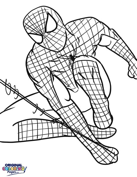 Spiderman Web Swinging Coloring Page | Coloring Pages - Original