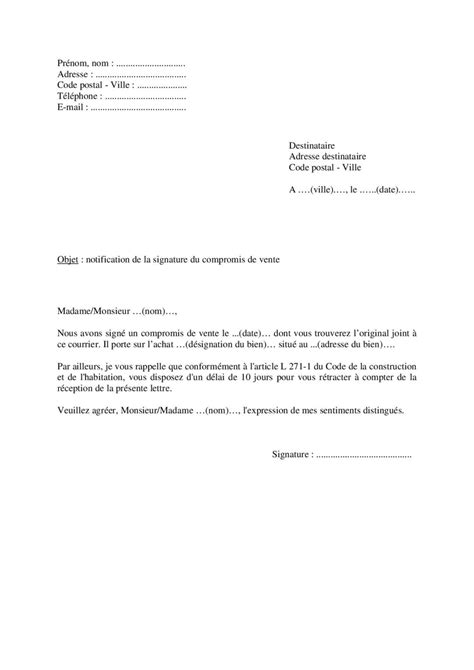 Mod Le De Notification De La Signature Du Compromis De Vente