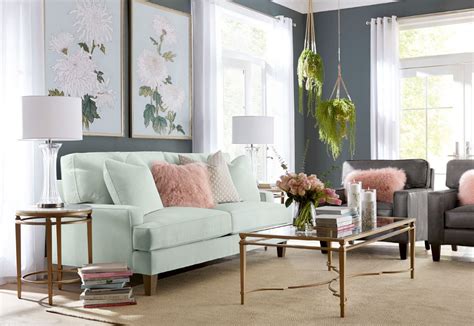 These needs to be the rules behind the. Havertys - Living Room Style with Green Sofa | Green sofa ...