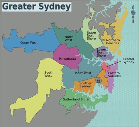 Sydney área Do Mapa Mapa De Sydney Austrália