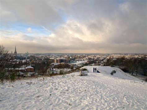 Norwich In The Snow From St Jamess Hill Norwich Cathedral Norwich