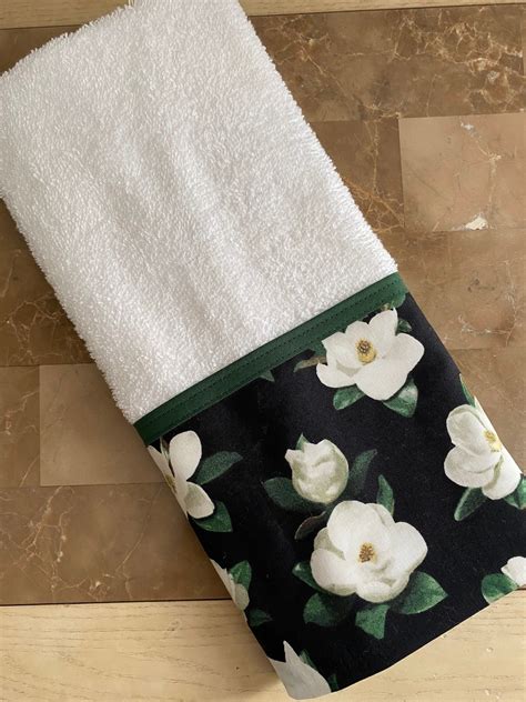Magnolia Flower Hand Towel Decorative Towels Kitchen Towels Etsy