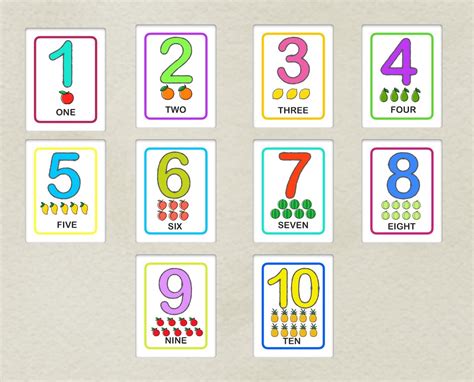 Numbers Flash Cards 1 10 Preschool Printable Homeschool Etsy