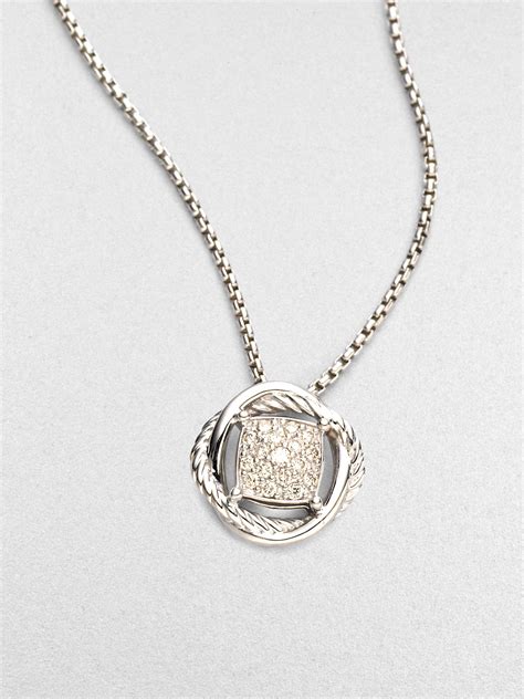 David Yurman Diamond Sterling Silver Necklace In Silver Lyst