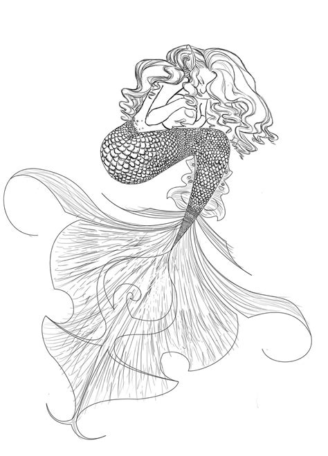 Mermaid Outline Drawing At Getdrawings Free Download