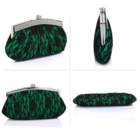 Wholesale Green Floral Satin Lace Clutch Bag